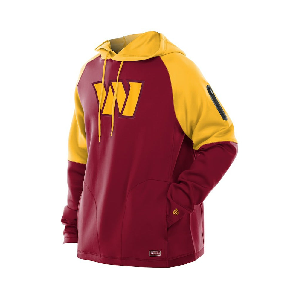 Washington Commanders New Era Combine Authentic Color Block Raglan Pullover Hoodie Burgundy