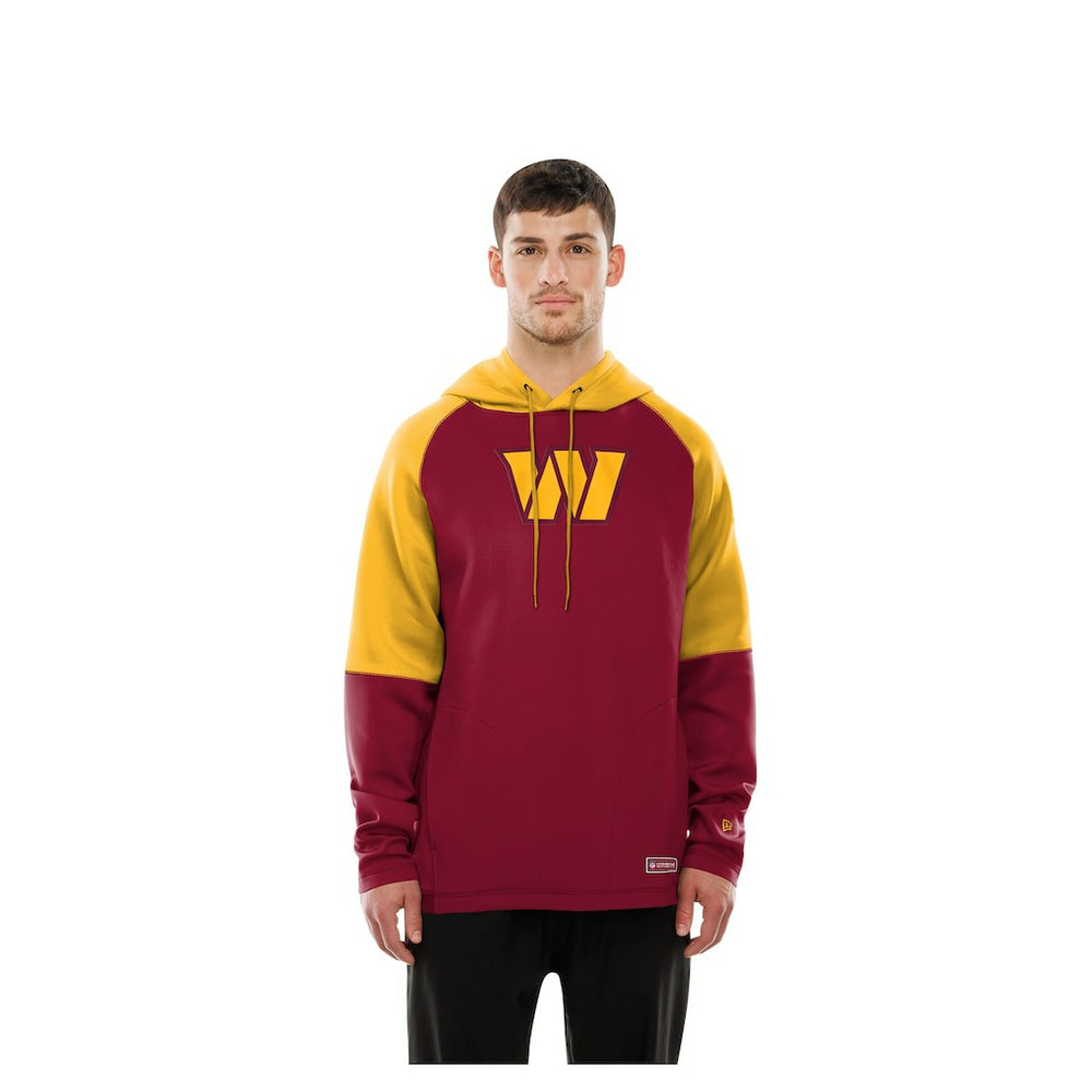 Washington Commanders New Era Combine Authentic Color Block Raglan Pullover Hoodie Burgundy