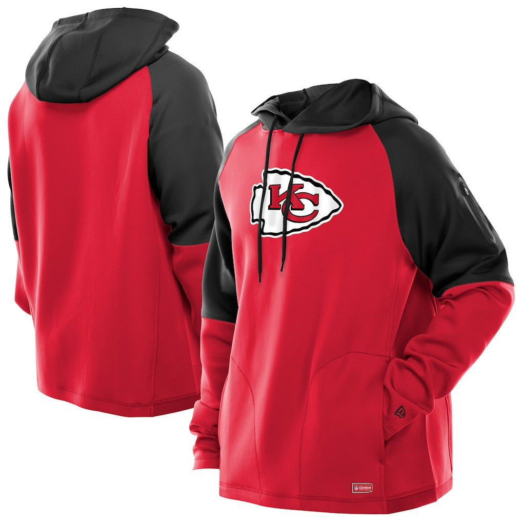 Kansas City Chiefs New Era Combine Authentic Color Block Raglan Pullover Hoodie Red