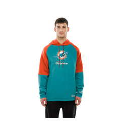 Miami Dolphins New Era Combine Authentic Color Block Raglan Pullover Hoodie Aqua