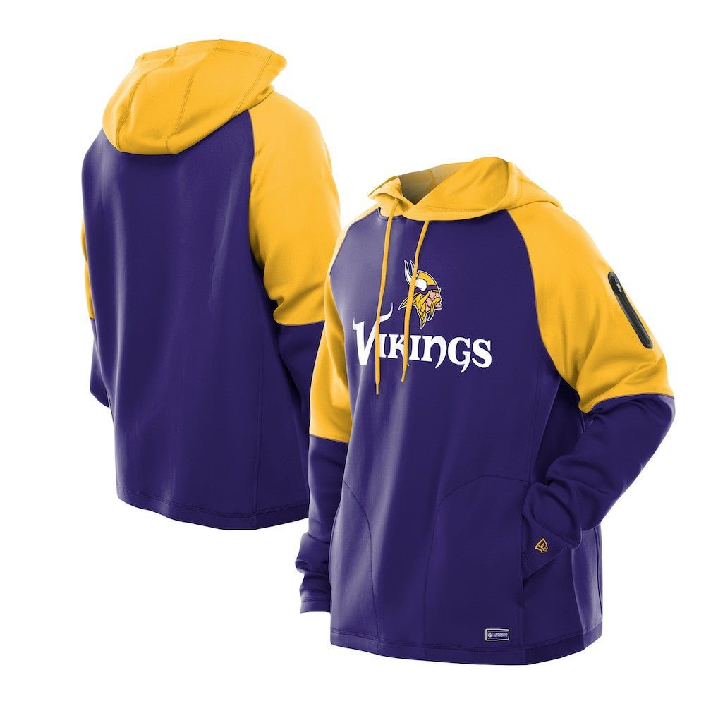 Minnesota Vikings New Era Combine Authentic Color Block Raglan Pullover Hoodie Purple