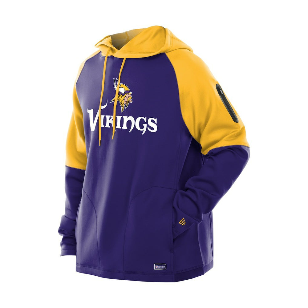 Minnesota Vikings New Era Combine Authentic Color Block Raglan Pullover Hoodie Purple