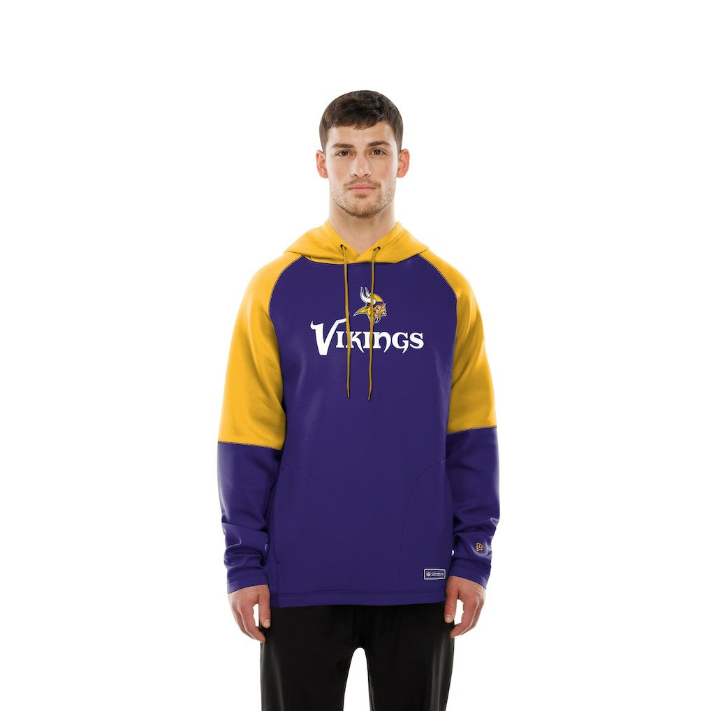 Minnesota Vikings New Era Combine Authentic Color Block Raglan Pullover Hoodie Purple