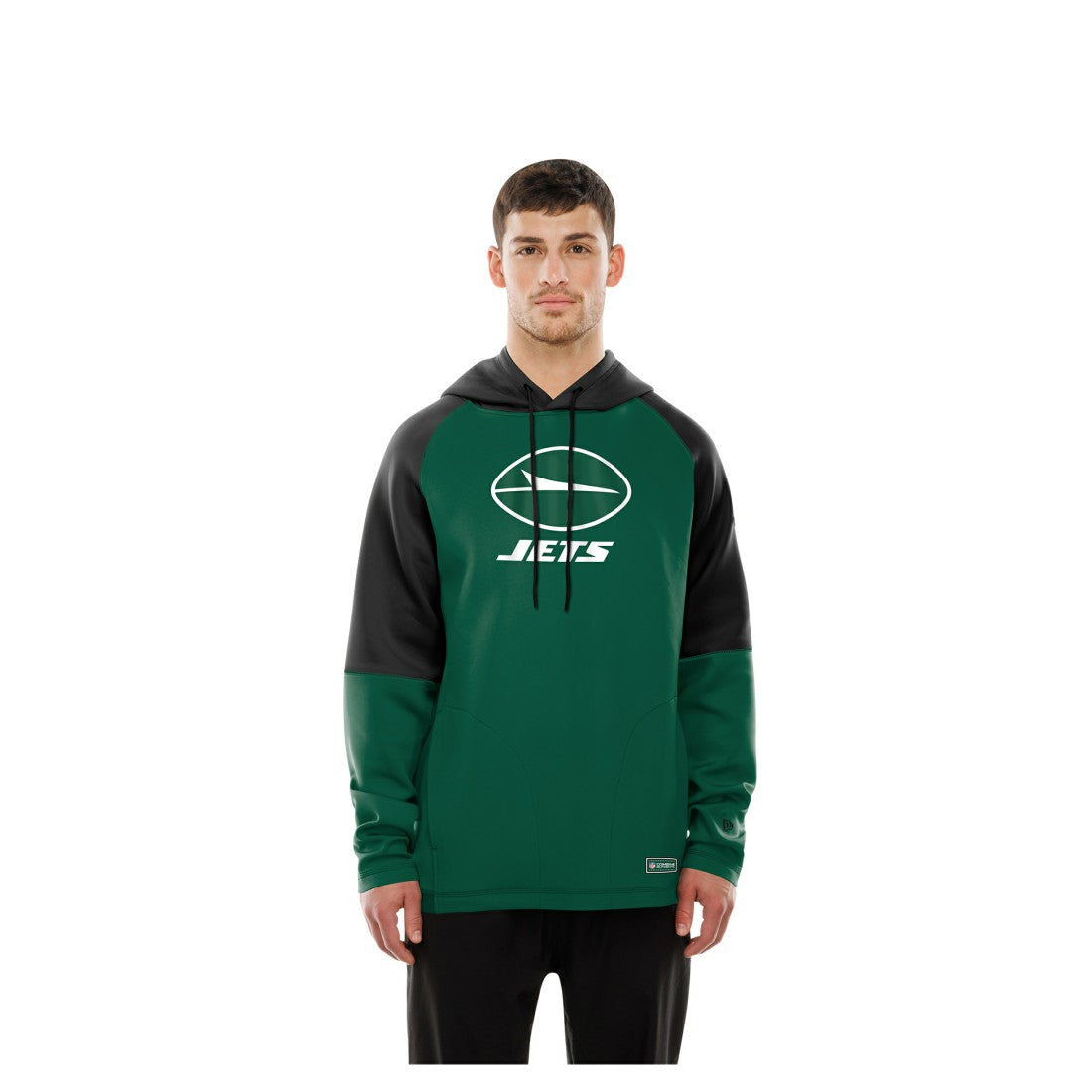 New York Jets New Era Combine Authentic Color Block Raglan Pullover Hoodie Green