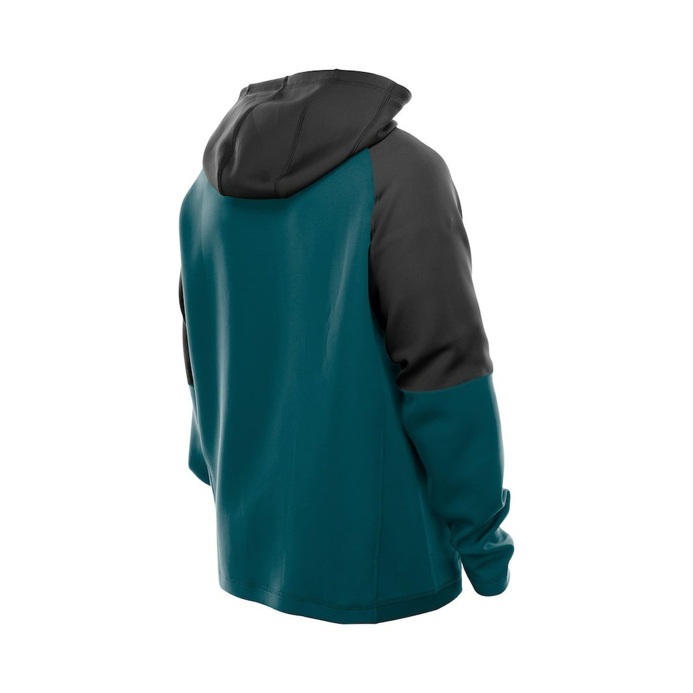 Philadelphia Eagles New Era Combine Authentic Color Block Raglan Pullover Hoodie Midnight Green