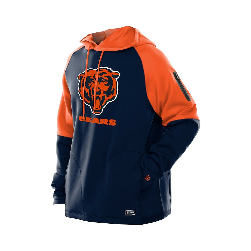 Chicago Bears New Era Combine Authentic Color Block Raglan Pullover Hoodie Navy