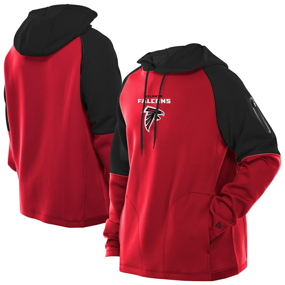 Atlanta Falcons New Era Combine Authentic Color Block Raglan Pullover Hoodie Red