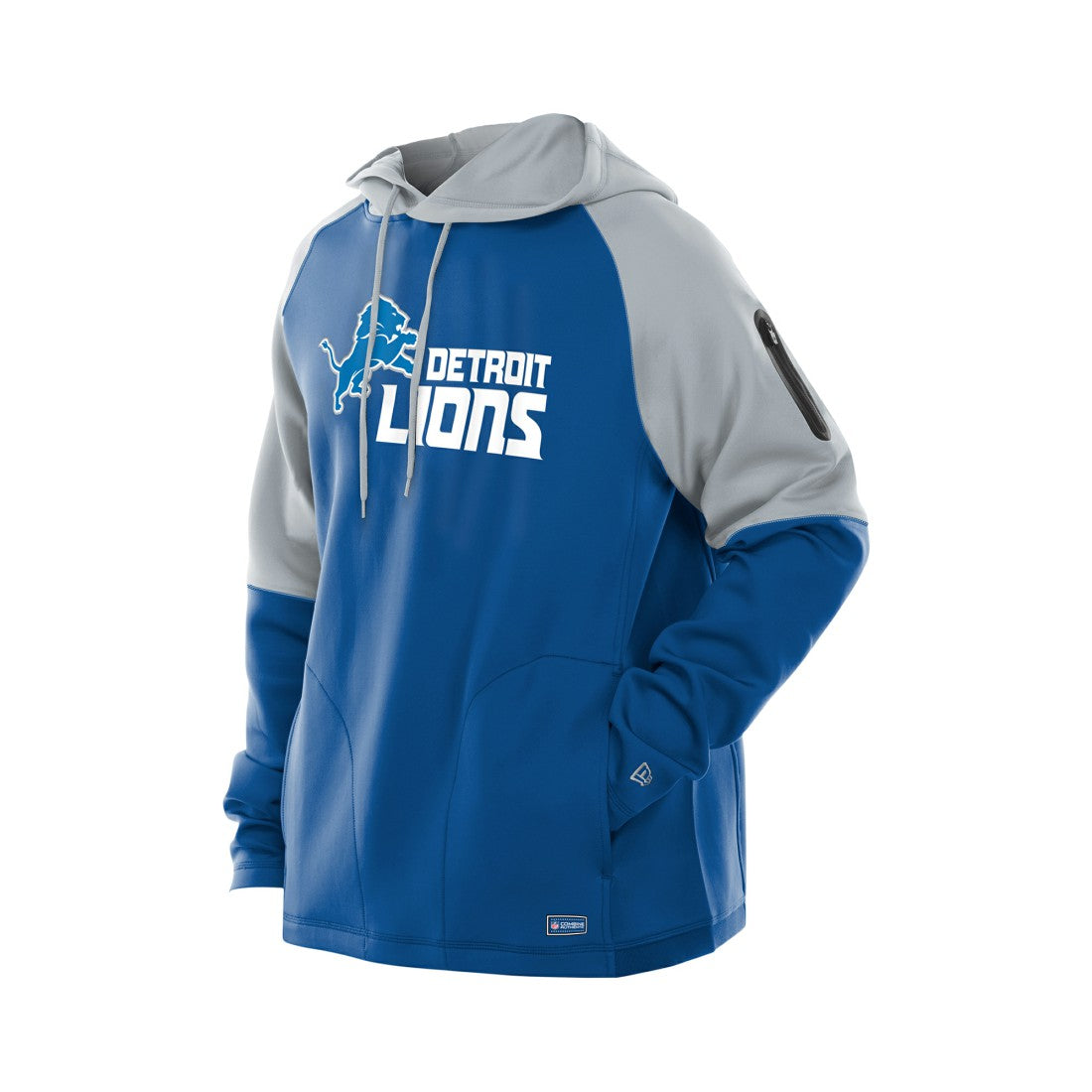Detroit Lions New Era Combine Authentic Color Block Raglan Pullover Hoodie Blue