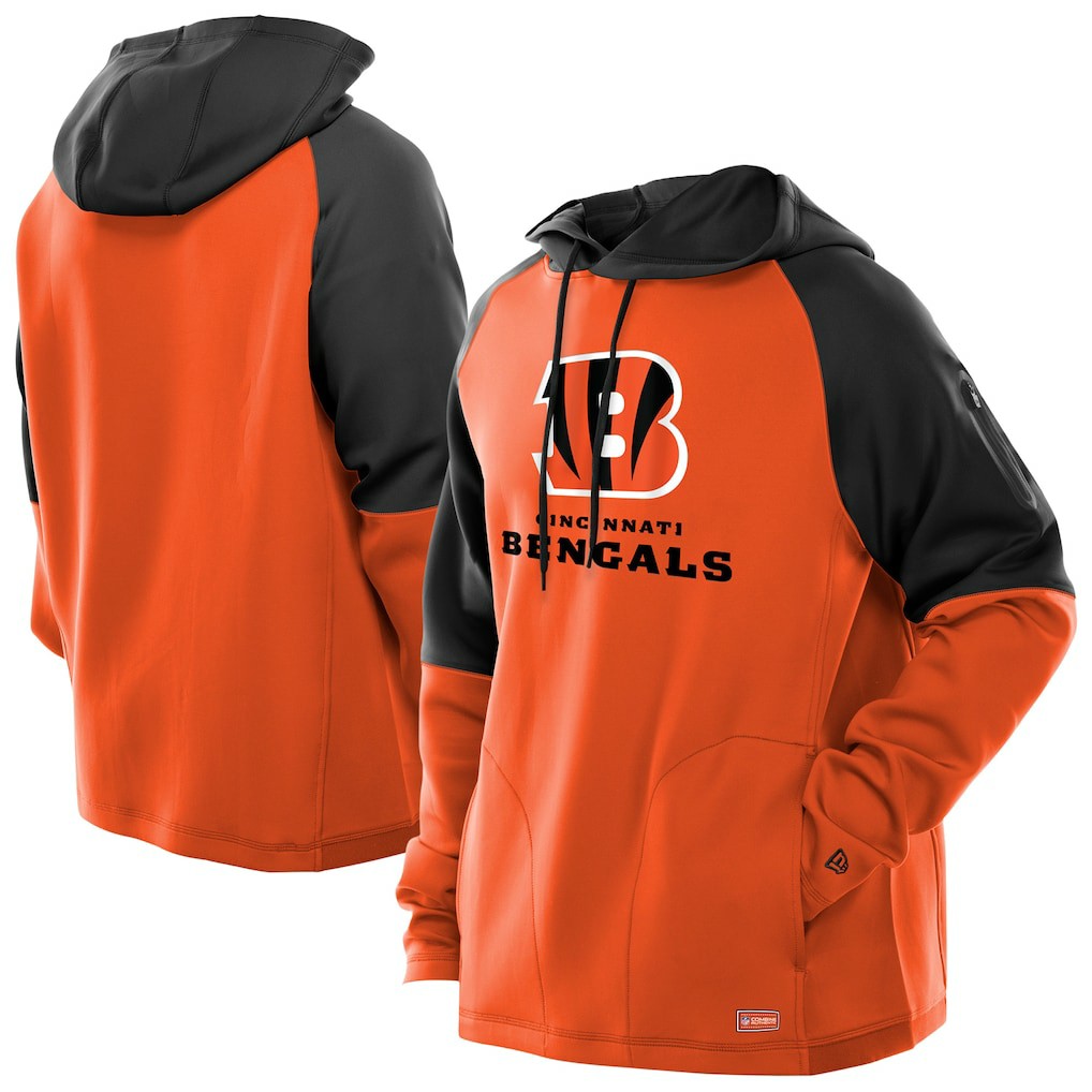 Cincinnati Bengals New Era Combine Authentic Color Block Raglan Pullover Hoodie Orange