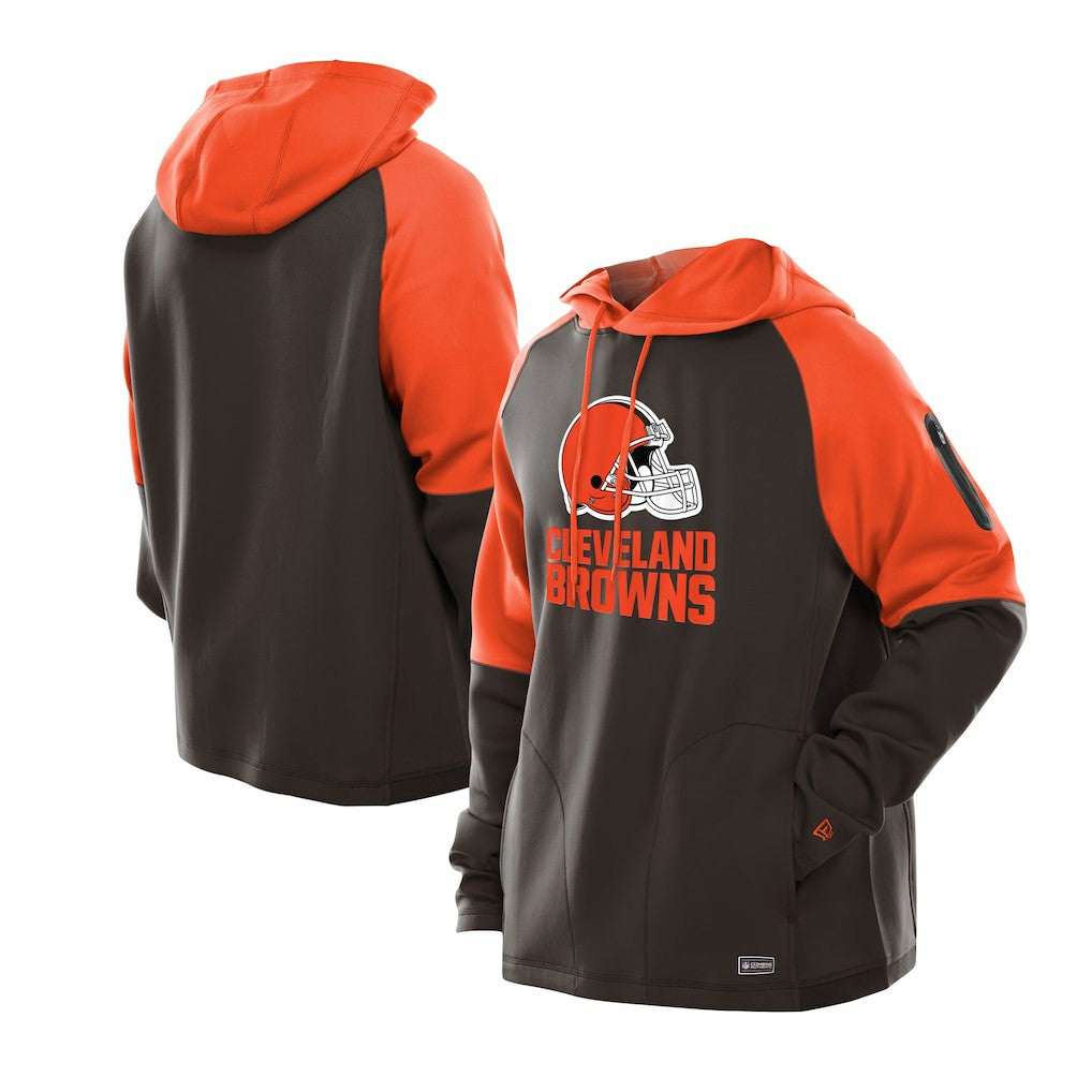 Cleveland Browns New Era Combine Authentic Color Block Raglan Pullover Hoodie Brown