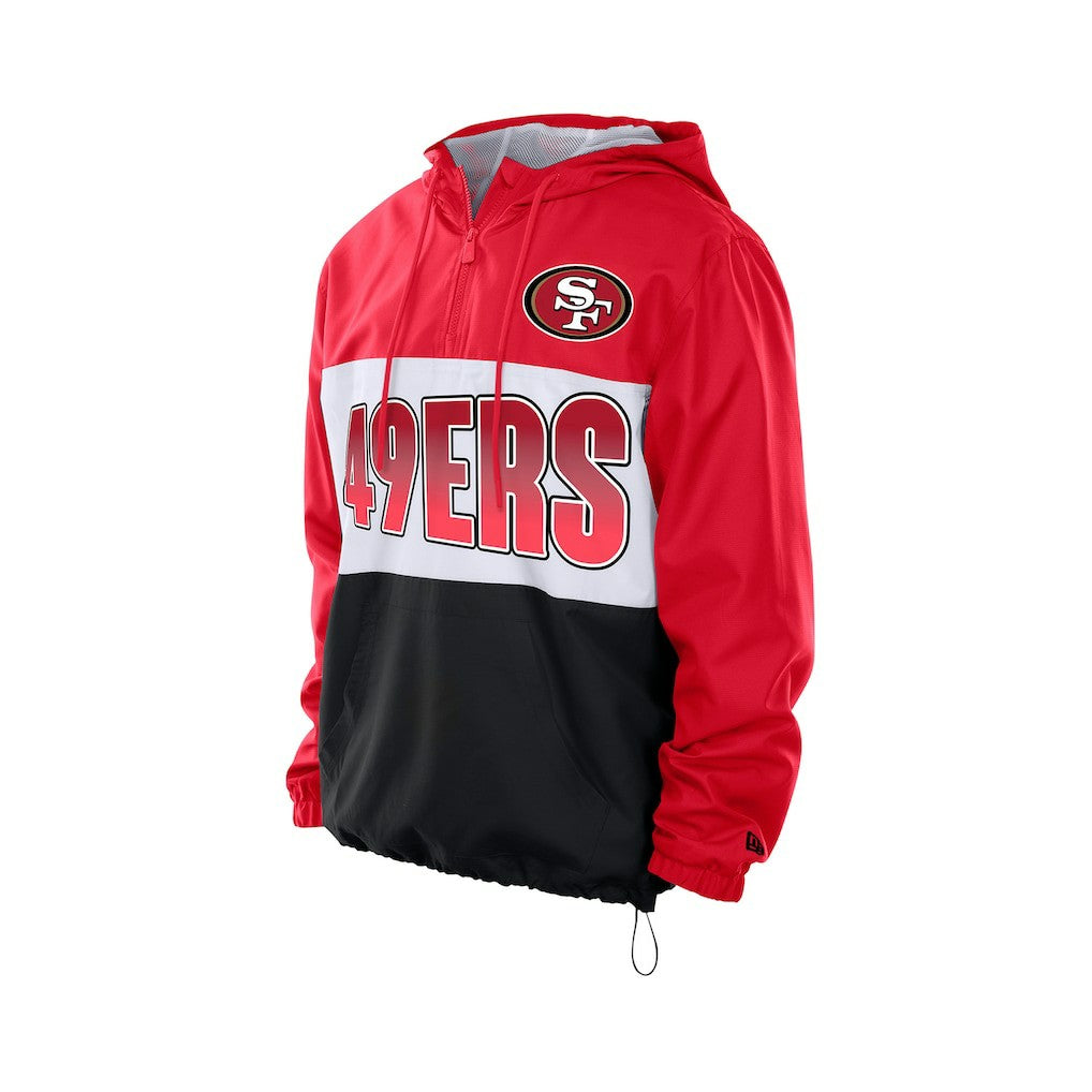 San Francisco 49ers New Era Ripstop Quarter-Zip Hooded Windbreaker Scarlet