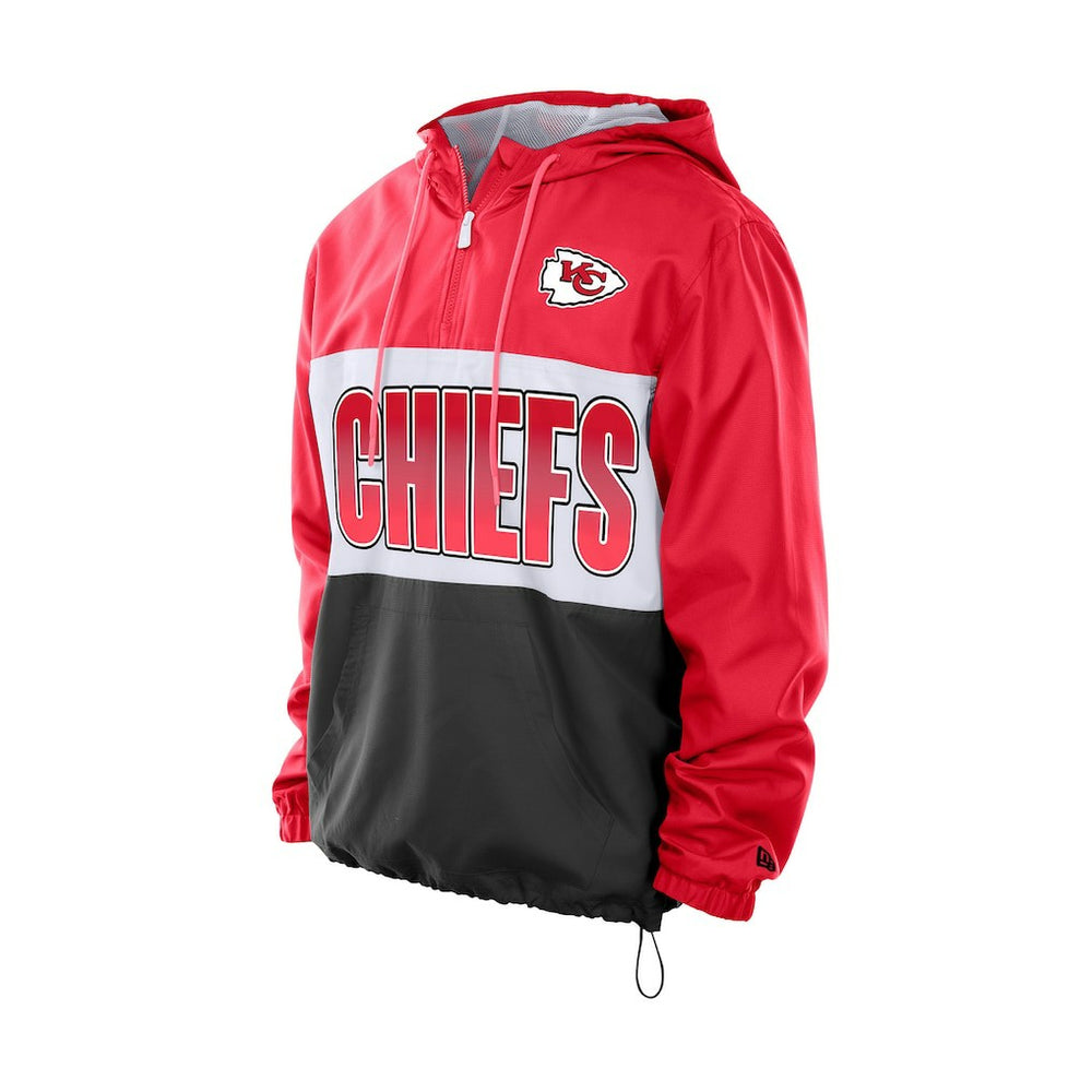 Kansas City Chiefs New Era Ripstop Quarter-Zip Hooded Windbreaker Red