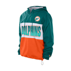 Miami Dolphins New Era Ripstop Quarter-Zip Hooded Windbreaker Aqua