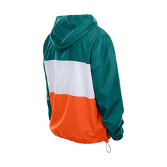 Miami Dolphins New Era Ripstop Quarter-Zip Hooded Windbreaker Aqua