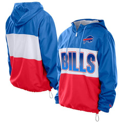 Buffalo Bills New Era Ripstop Quarter-Zip Hooded Windbreaker Royal