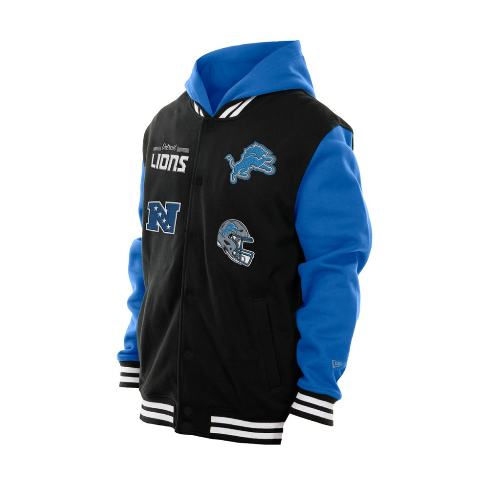 Detroit Lions New Era Full-Snap Fleece Hoodie Jacket Black