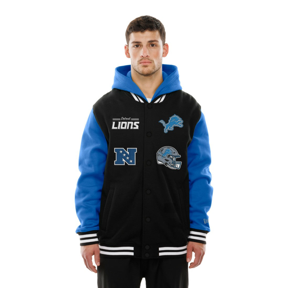 Detroit Lions New Era Full-Snap Fleece Hoodie Jacket Black