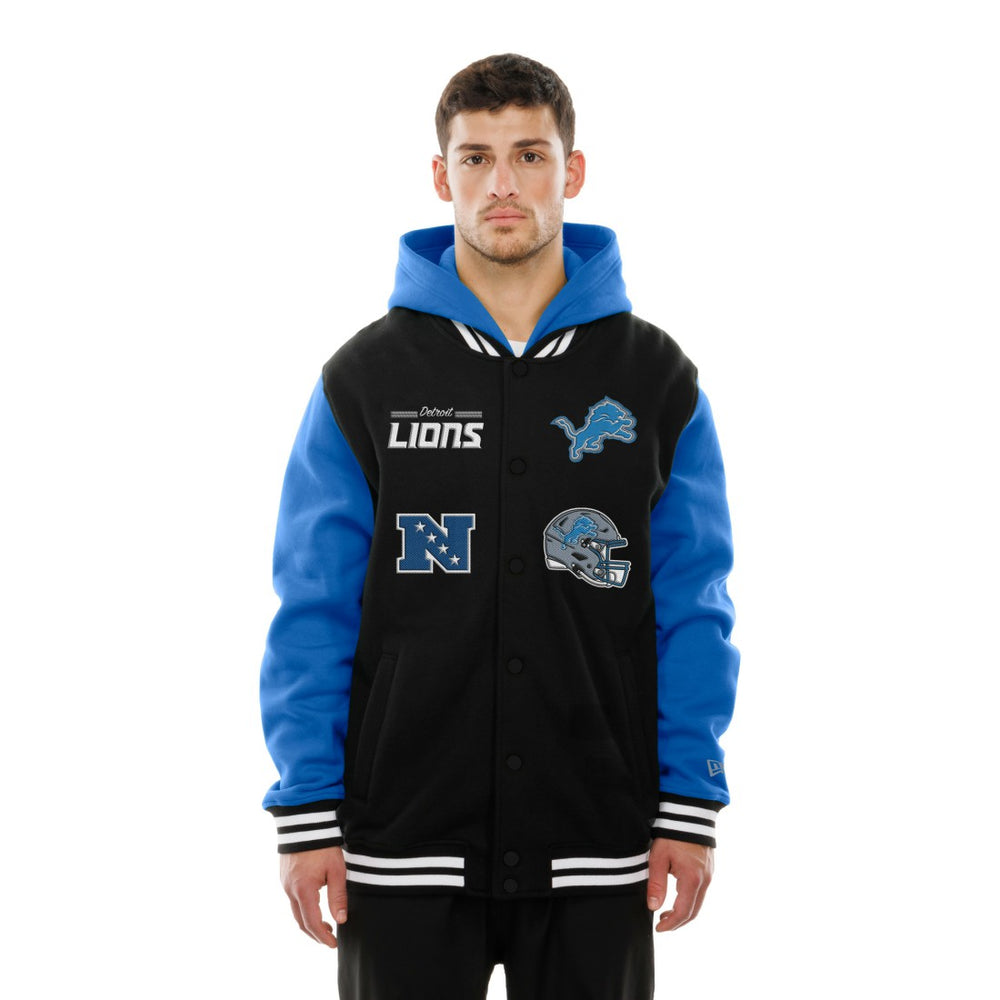 Detroit Lions New Era Full-Snap Fleece Hoodie Jacket Black