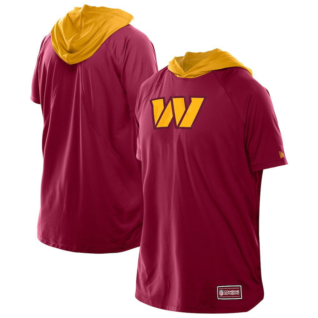 Washington Commanders New Era Combine Authentic Hooded Raglan Short-Sleeve T-Shirt Scarlet