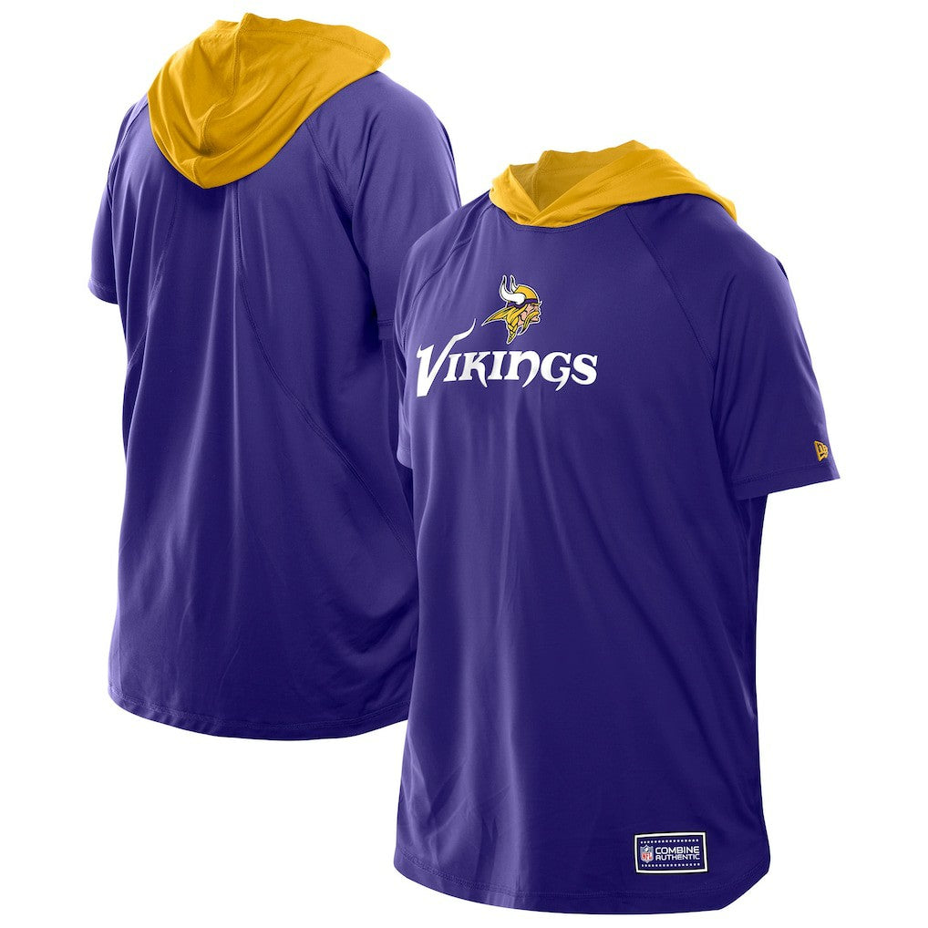 Minnesota Vikings New Era Combine Authentic Hooded Raglan Short-Sleeve T-Shirt Purple