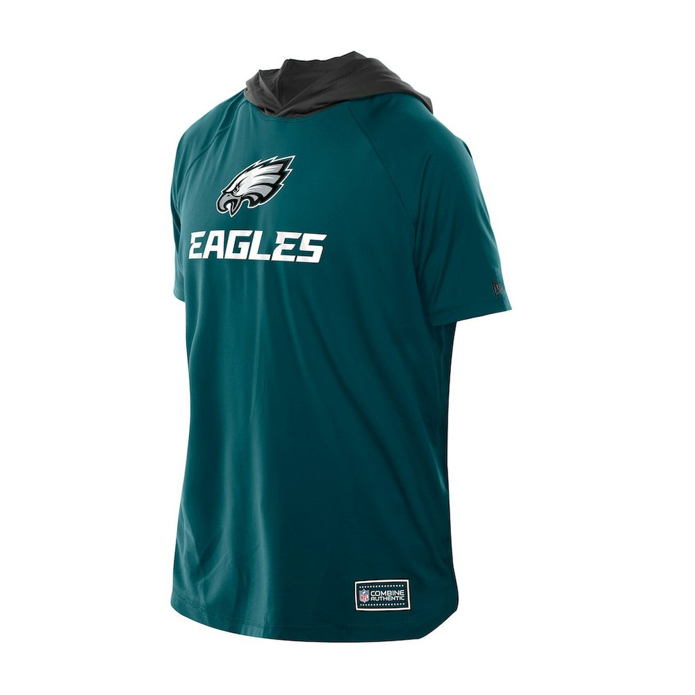 Philadelphia Eagles New Era Combine Authentic Hooded Raglan Short-Sleeve T-Shirt Midnight Green