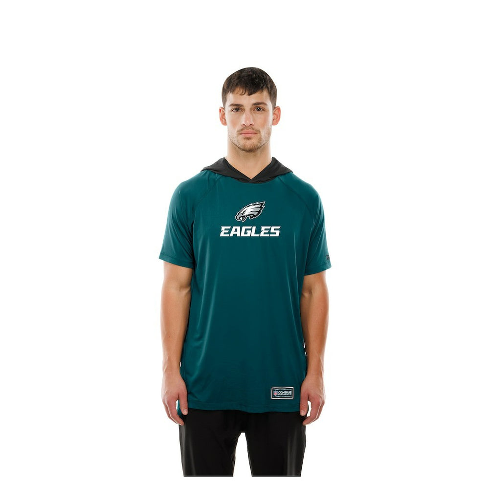 Philadelphia Eagles New Era Combine Authentic Hooded Raglan Short-Sleeve T-Shirt Midnight Green