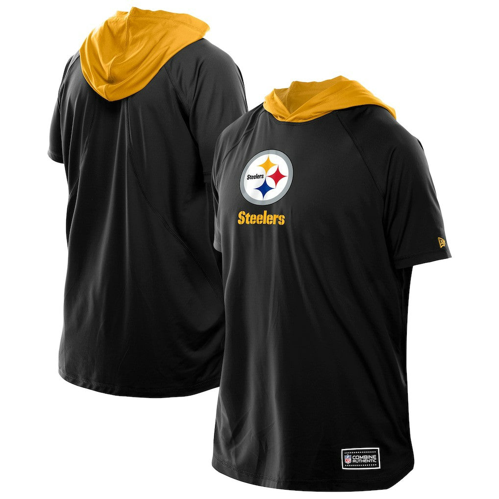 Pittsburgh Steelers New Era Combine Authentic Hooded Raglan Short-Sleeve T-Shirt Black