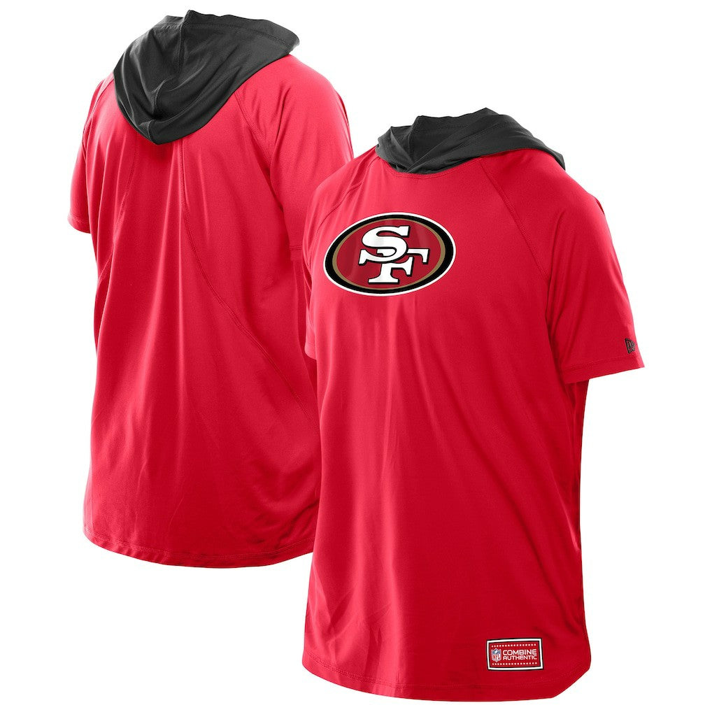 San Francisco 49ers New Era Combine Authentic Hooded Raglan Short-Sleeve T-Shirt Scarlet