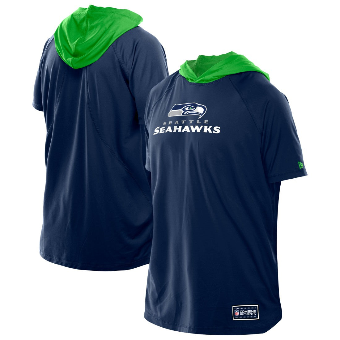 Seattle Seahawks New Era Combine Authentic Hooded Raglan Short-Sleeve T-Shirt College Navy