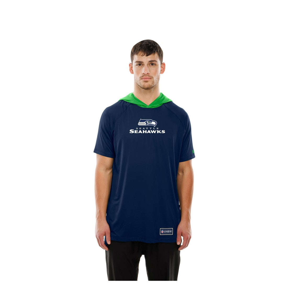Seattle Seahawks New Era Combine Authentic Hooded Raglan Short-Sleeve T-Shirt College Navy