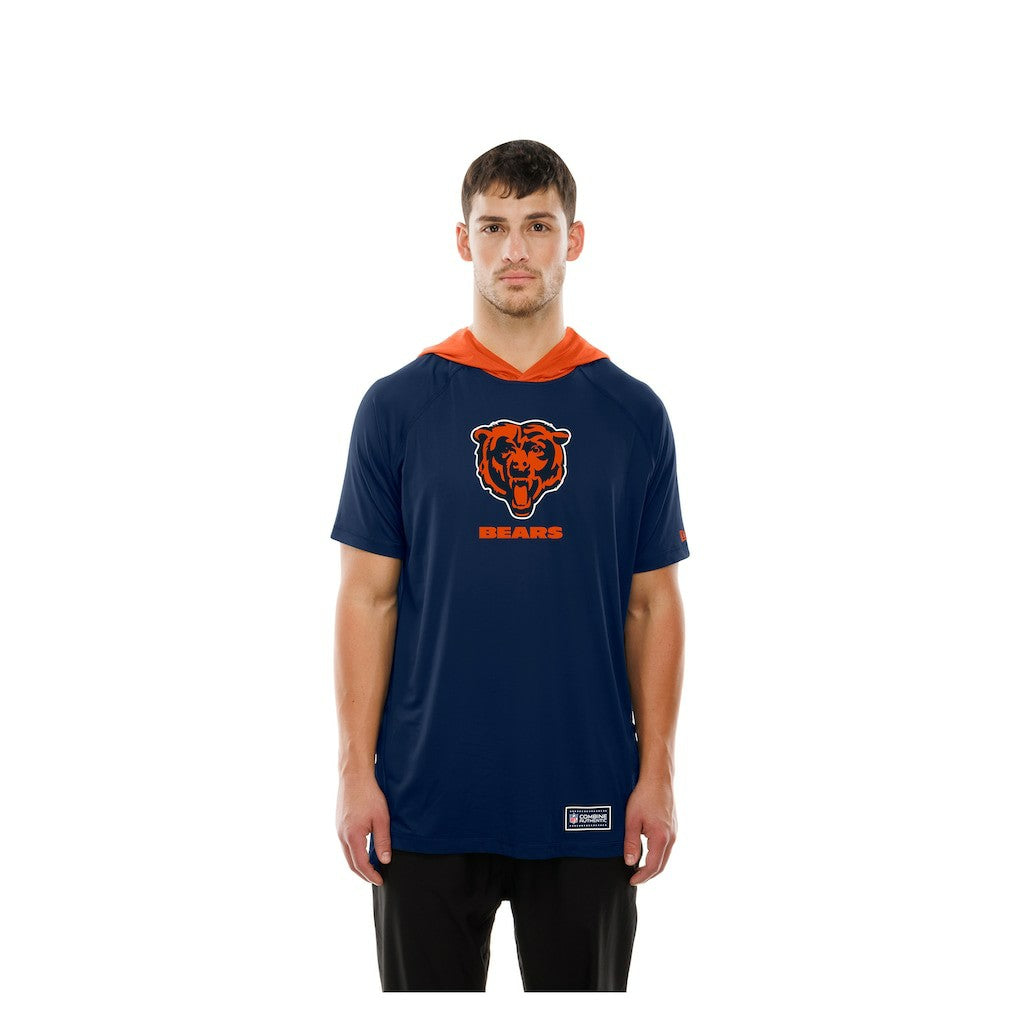 Chicago Bears New Era Combine Authentic Hooded Raglan Short-Sleeve T-Shirt Navy