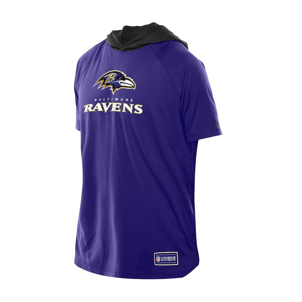 Baltimore Ravens New Era Combine Authentic Hooded Raglan Short-Sleeve T-Shirt Purple
