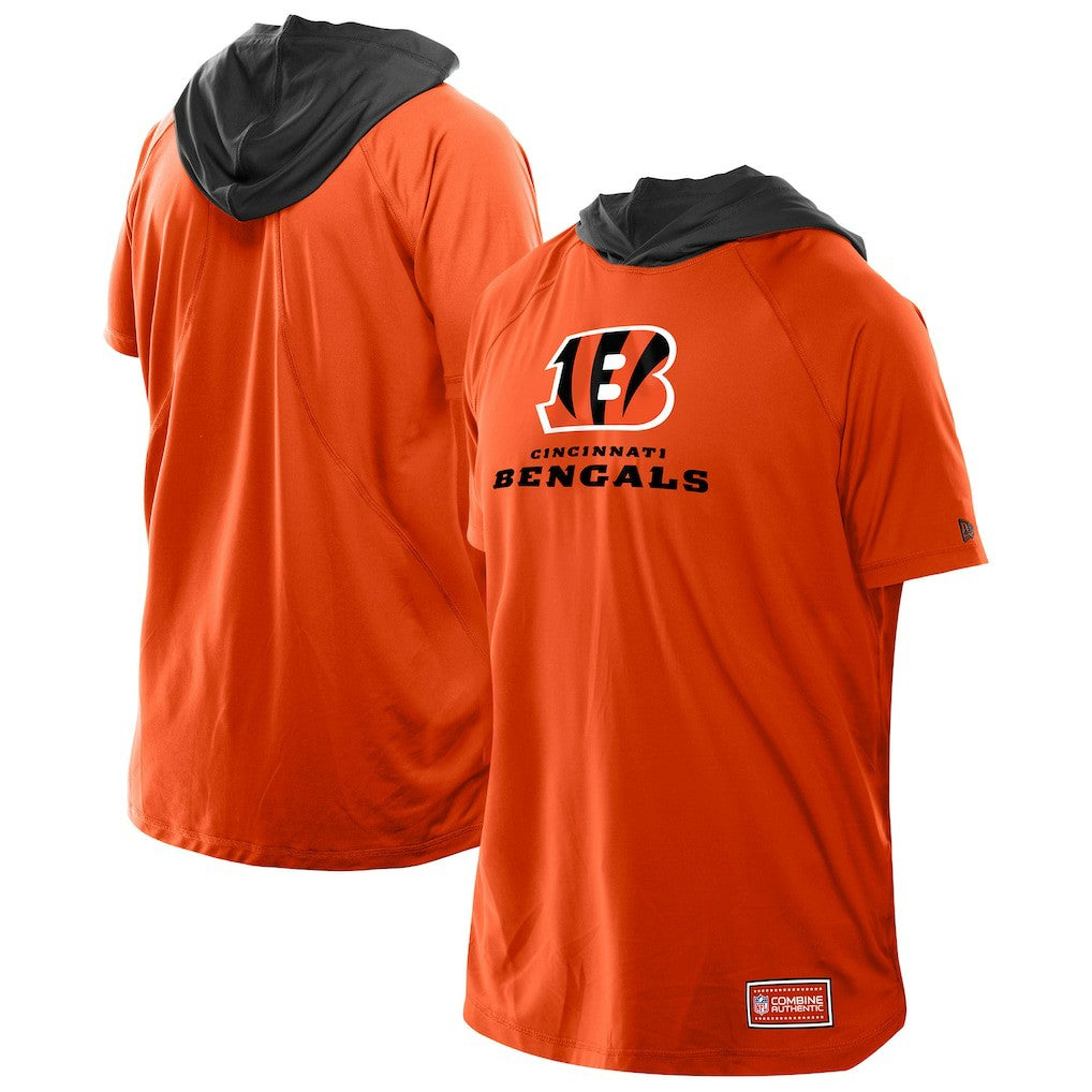 Cincinnati Bengals New Era Combine Authentic Hooded Raglan Short-Sleeve T-Shirt Orange