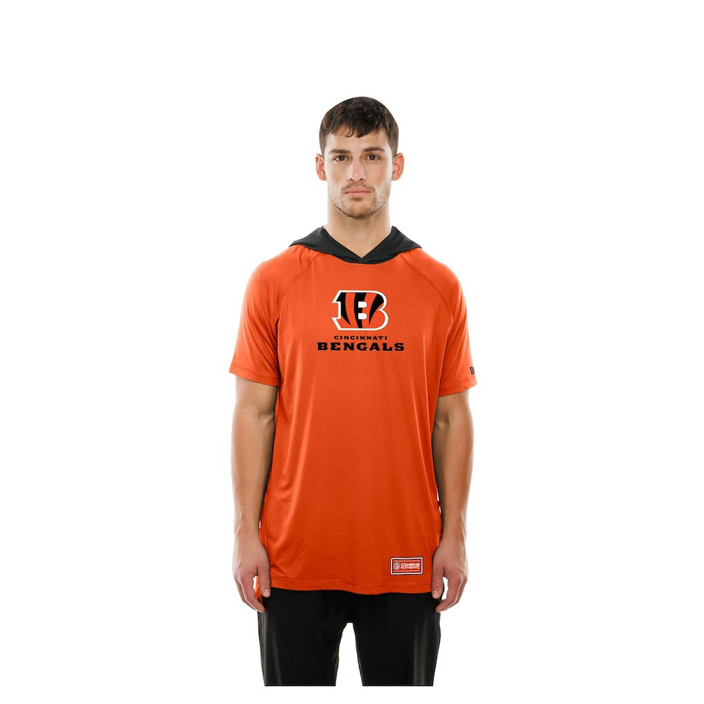 Cincinnati Bengals New Era Combine Authentic Hooded Raglan Short-Sleeve T-Shirt Orange