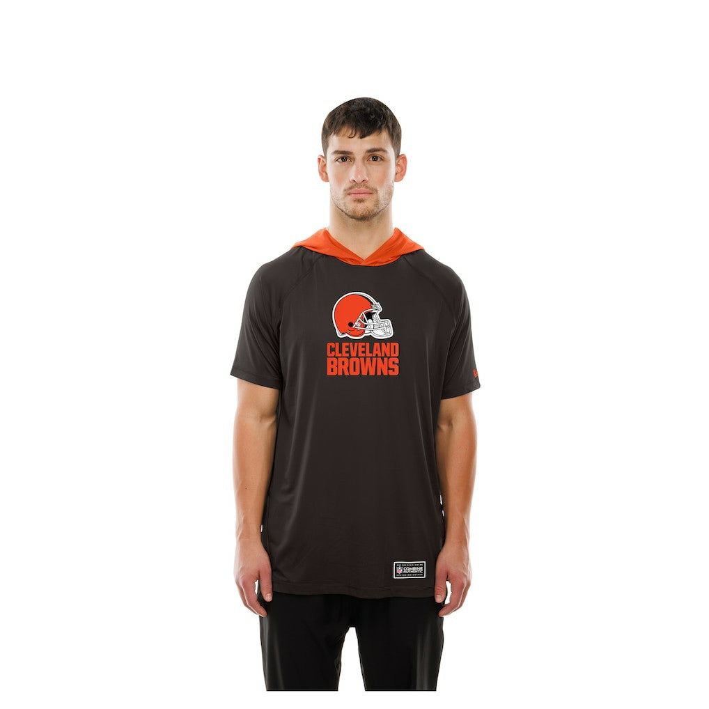 Cleveland Browns New Era Combine Authentic Hooded Raglan Short-Sleeve T-Shirt Brown