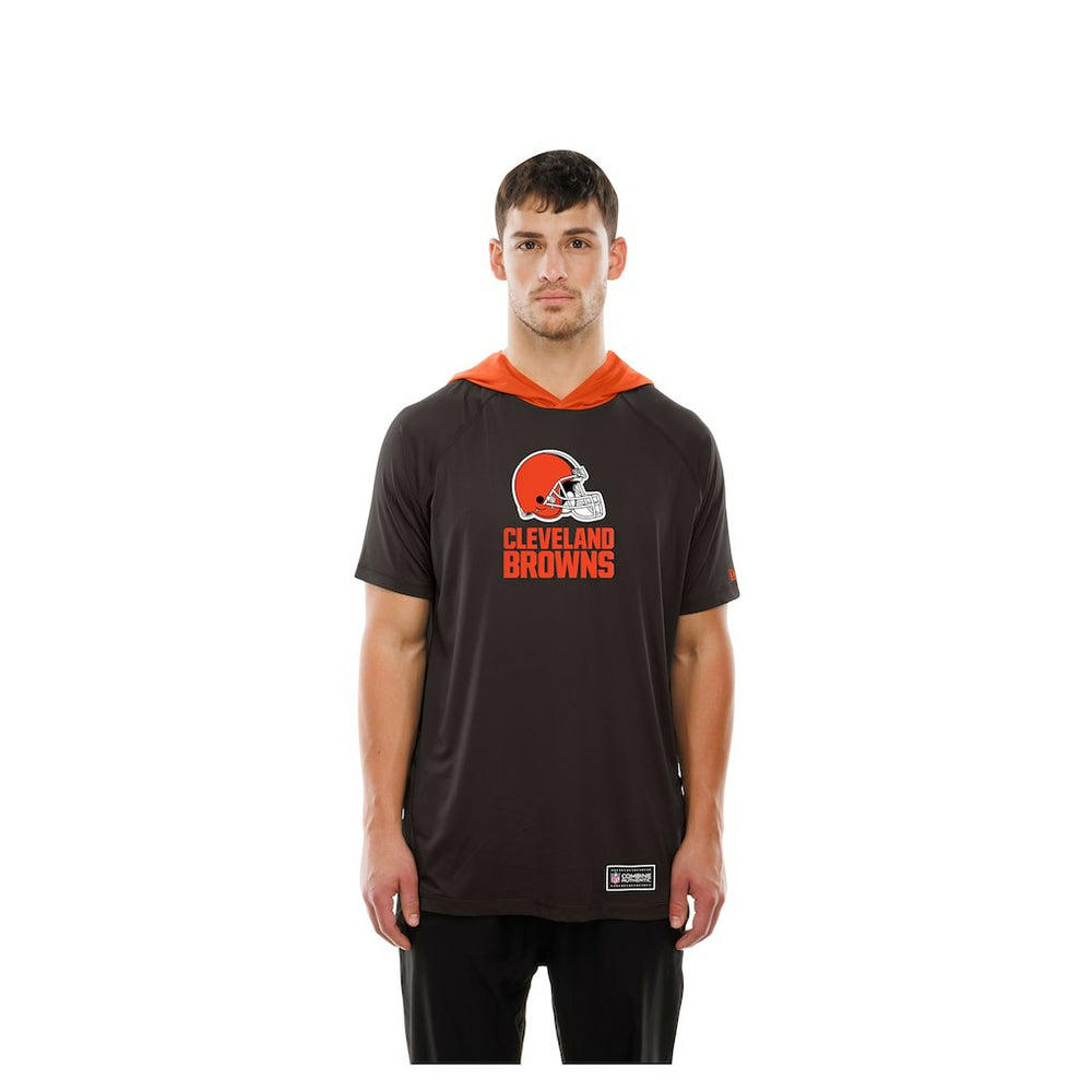 Cleveland Browns New Era Combine Authentic Hooded Raglan Short-Sleeve T-Shirt Brown