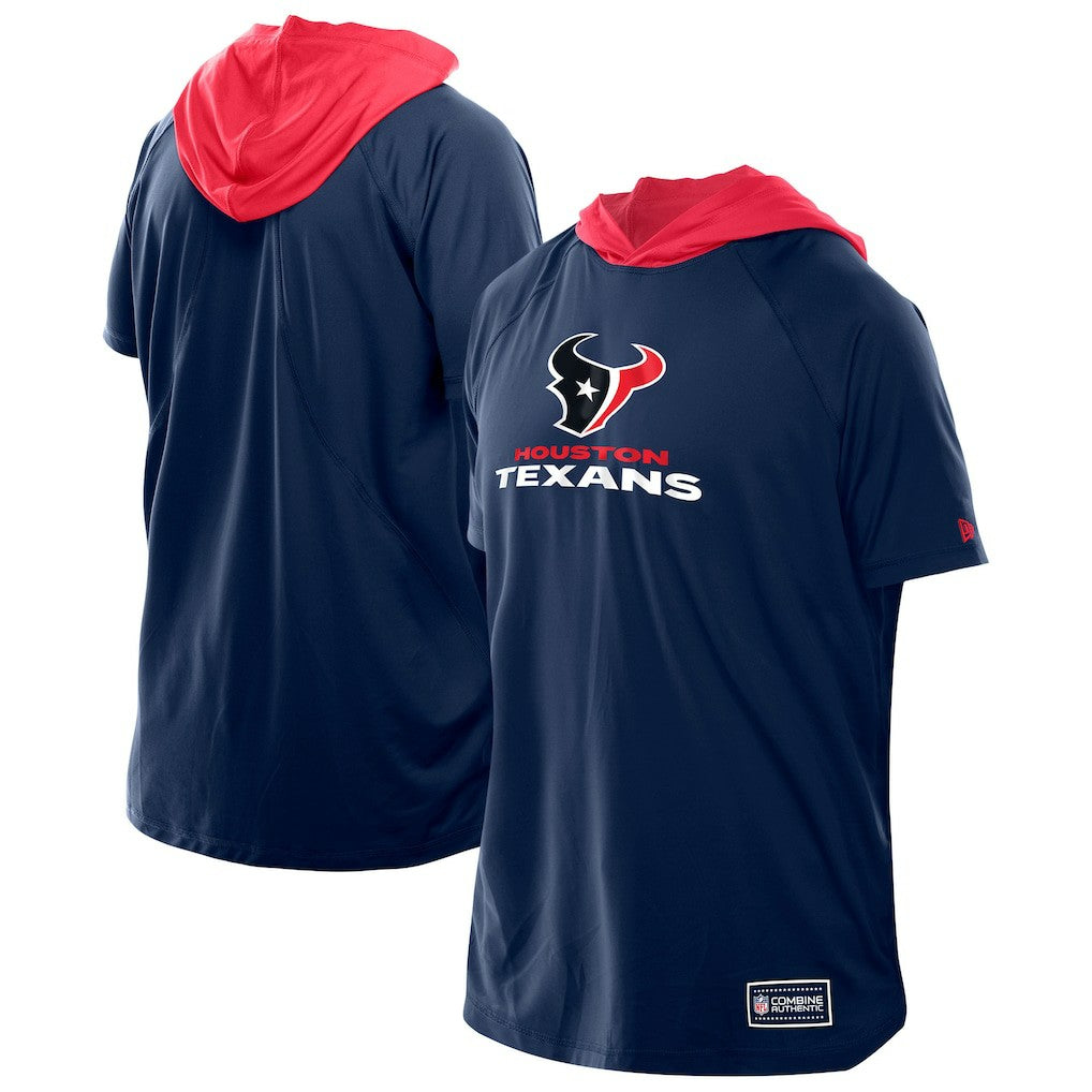 Houston Texans New Era Combine Authentic Hooded Raglan Short-Sleeve T-Shirt Navy