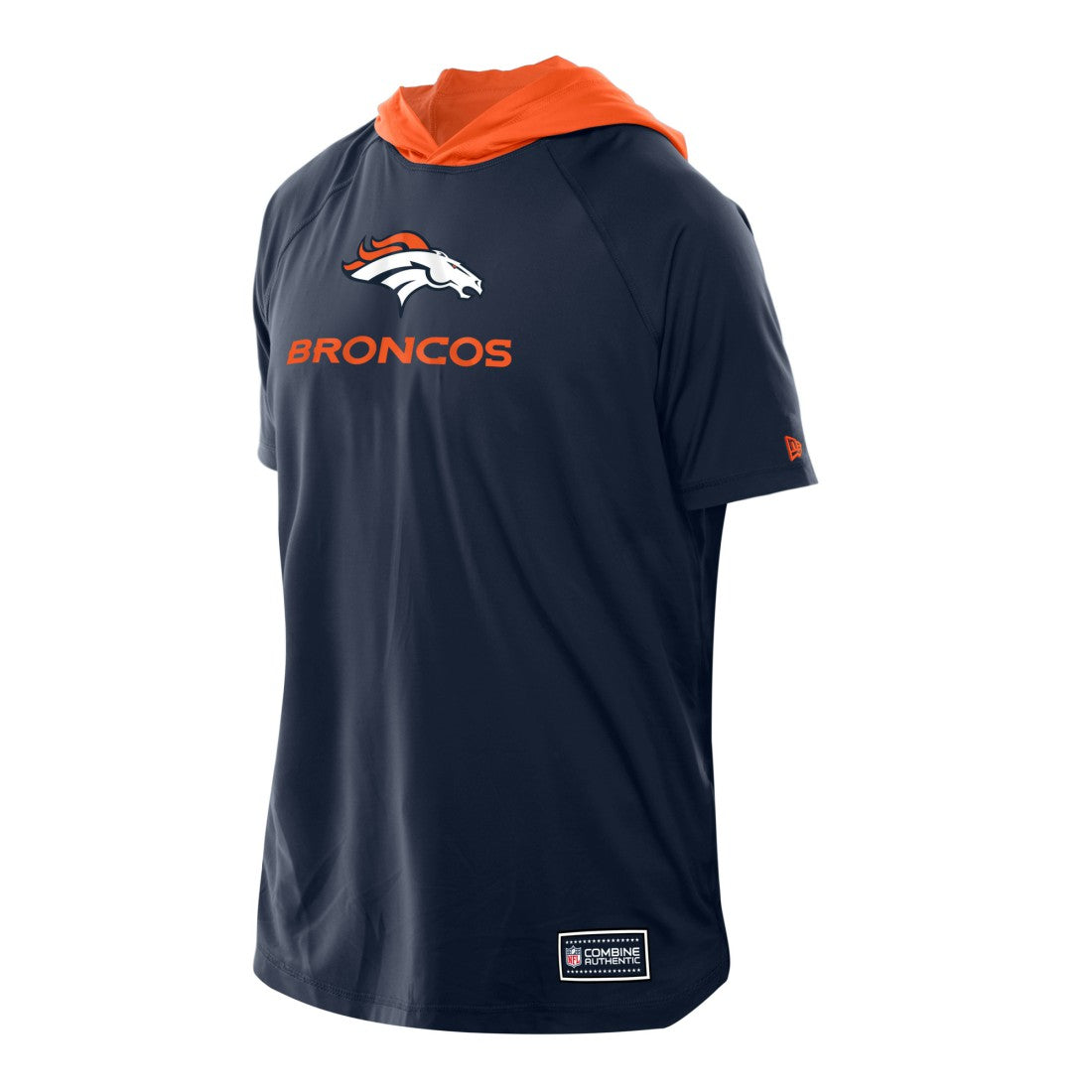 Denver Broncos New Era Combine Authentic Hooded Raglan Short-Sleeve T-Shirt Navy