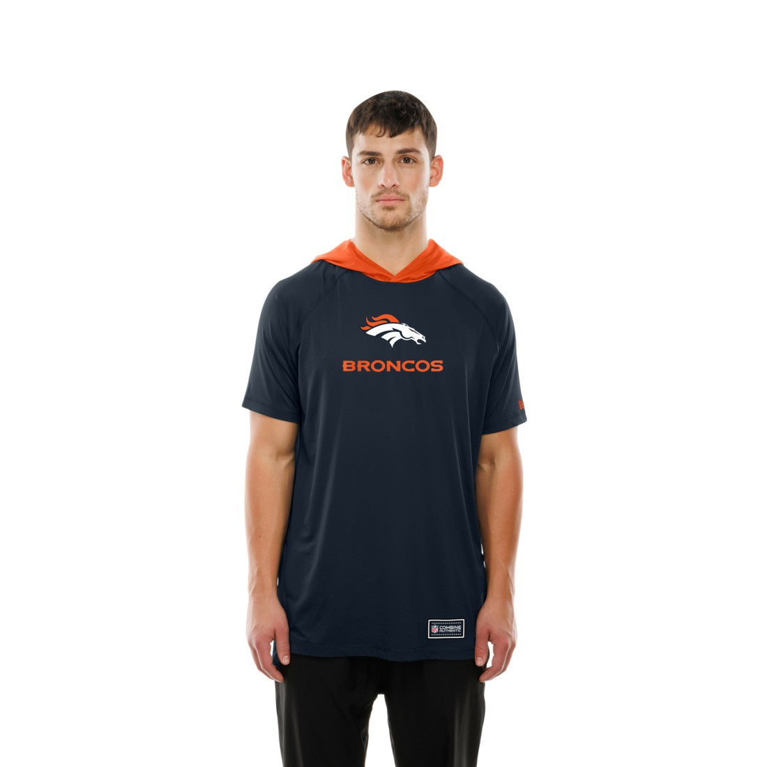 Denver Broncos New Era Combine Authentic Hooded Raglan Short-Sleeve T-Shirt Navy