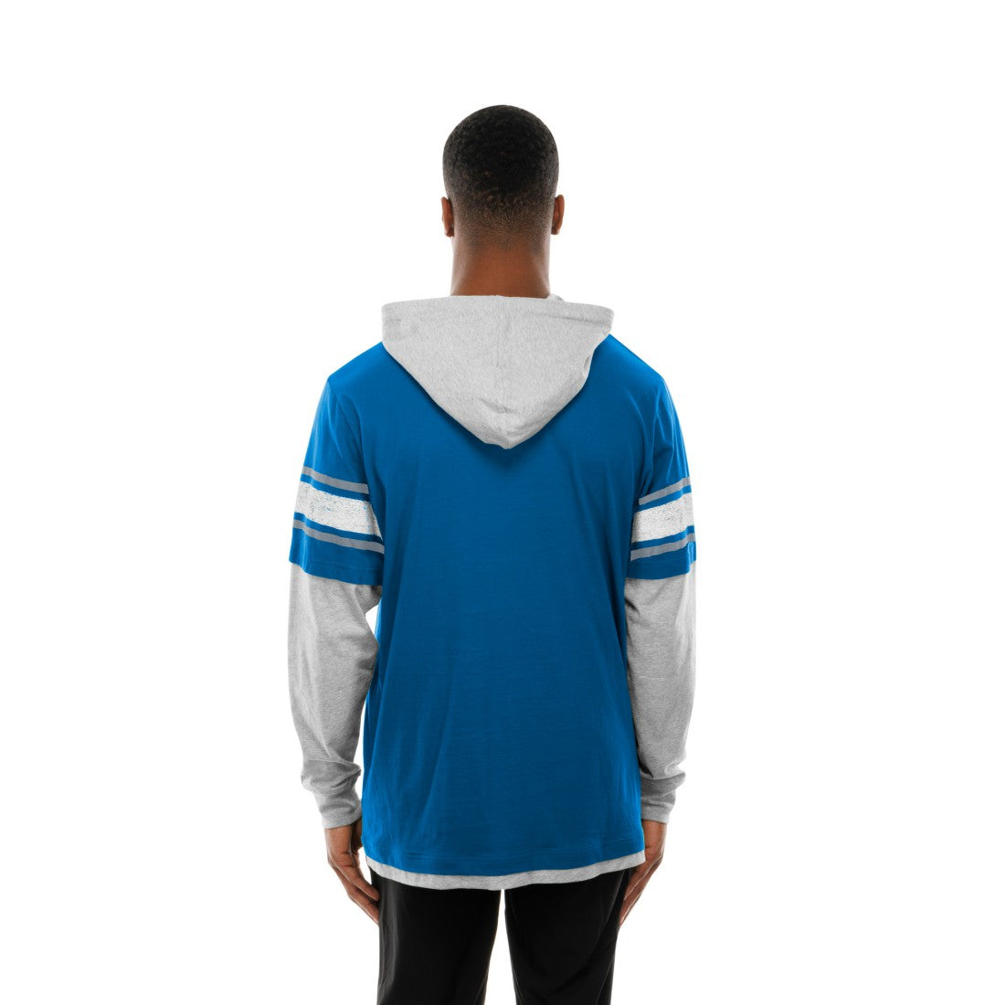 Detroit Lions New Era Twofer Layered Long Sleeve Hoodie T-Shirt Blue