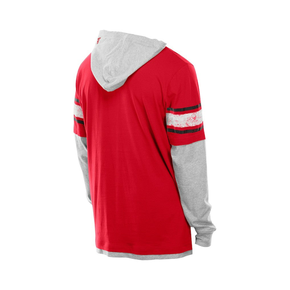 Kansas City Chiefs New Era Twofer Layered Long Sleeve Hoodie T-Shirt Red