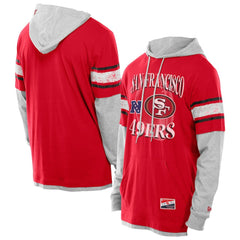 San Francisco 49ers New Era Twofer Layered Long Sleeve Hoodie T-Shirt Scarlet