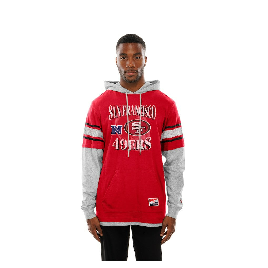 San Francisco 49ers New Era Twofer Layered Long Sleeve Hoodie T-Shirt Scarlet