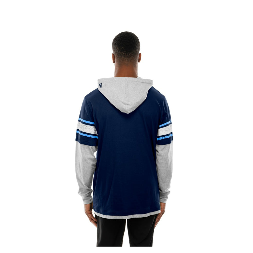 Tennessee Titans New Era Twofer Layered Long Sleeve Hoodie T-Shirt Navy