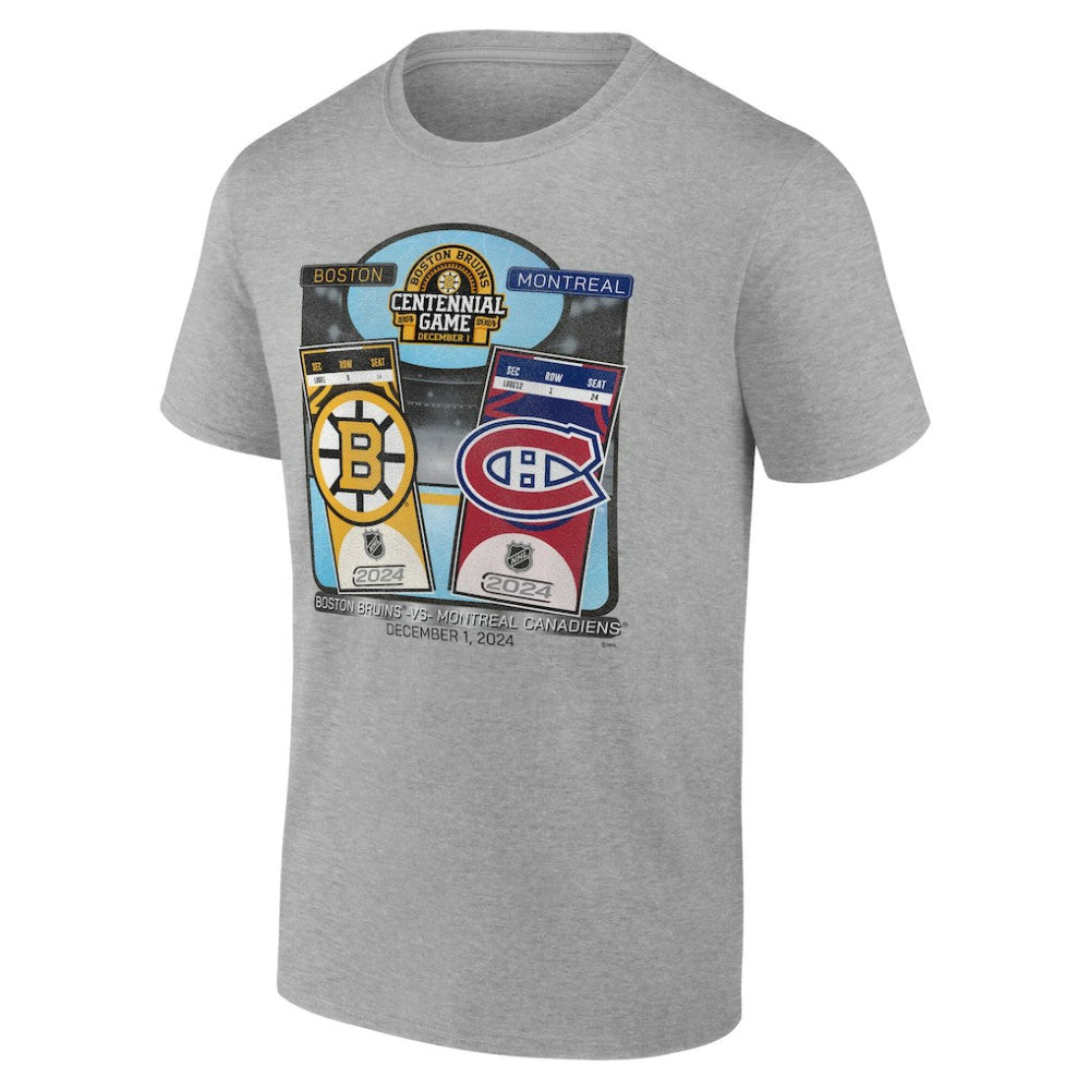 NHL Boston Bruins vs. Montreal Canadiens Centennial Game Matchup T-Shirt - Heather Gray