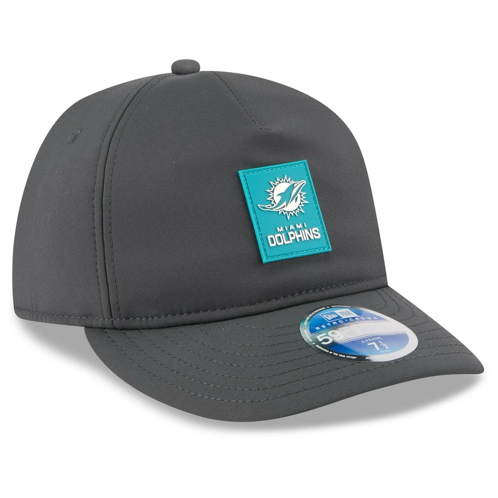 Miami Dolphins New Era 2025 Sideline Cold Weather Retro Crown 59FIFTY Fitted Hat Charcoal
