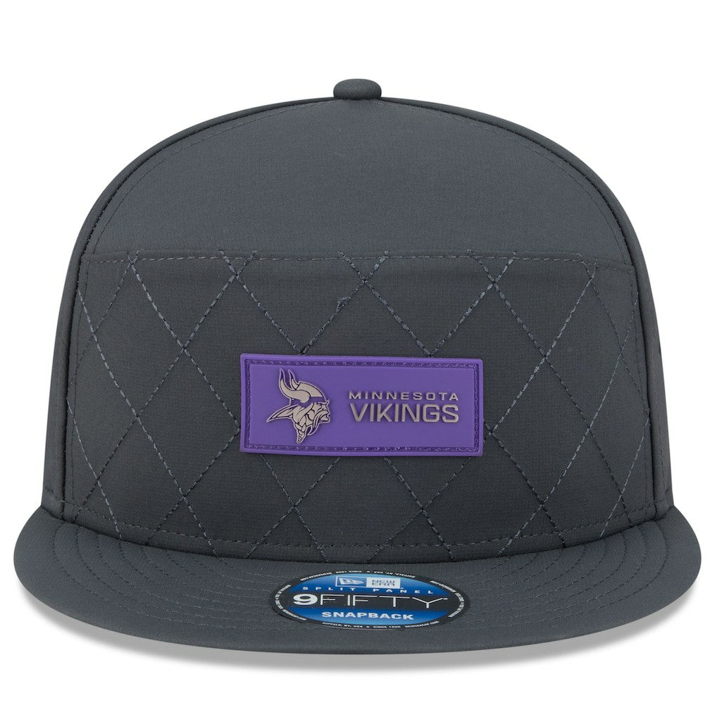 Minnesota Vikings New Era 2025 Sideline Cold Weather Split Panel 9FIFTY Snapback Hat Charcoal