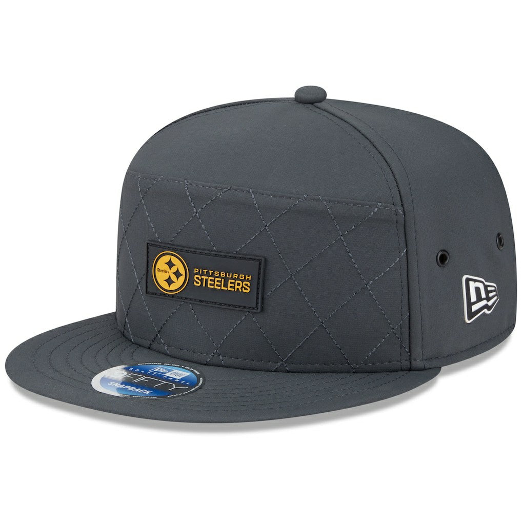 Pittsburgh Steelers New Era 2025 Sideline Cold Weather Split Panel 9FIFTY Snapback Hat Charcoal
