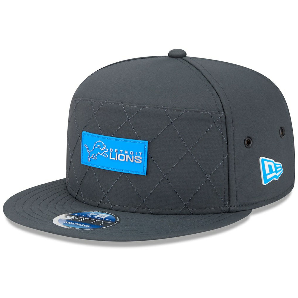 Detroit Lions New Era 2025 Sideline Cold Weather Split Panel 9FIFTY Snapback Hat Charcoal