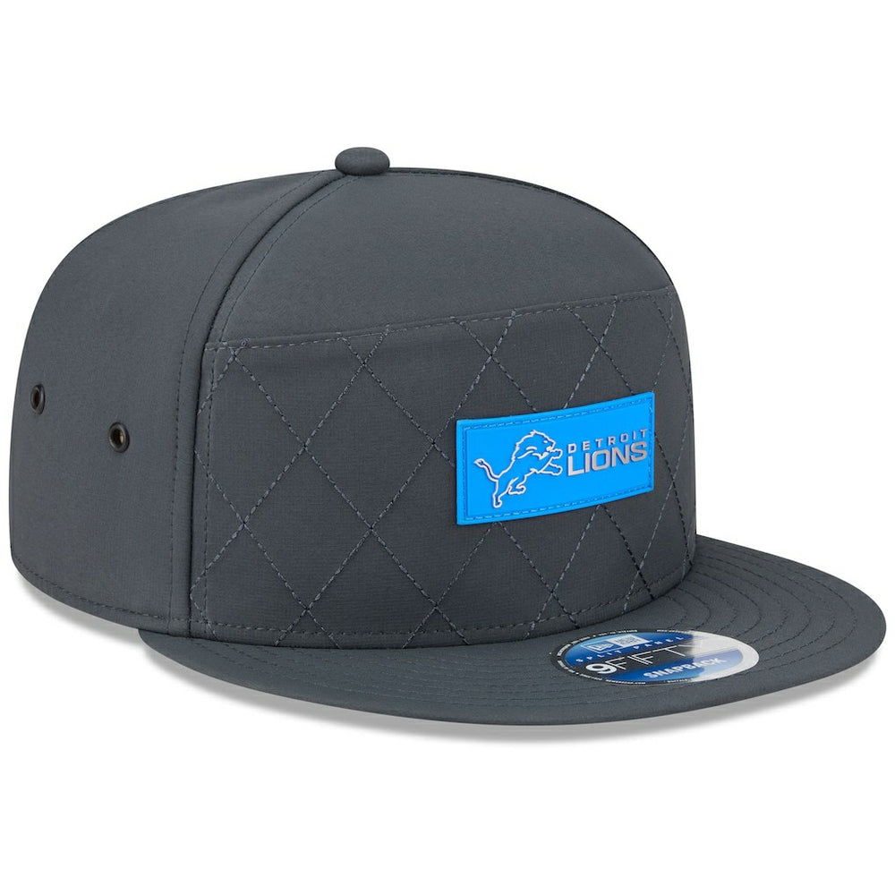 Detroit Lions New Era 2025 Sideline Cold Weather Split Panel 9FIFTY Snapback Hat Charcoal